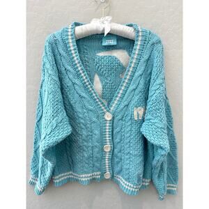 TAYLOR SWIFT 1989 Taylor’s Version Blue Cable Knit Cardigan Seagull Design XS/SM